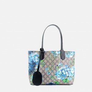 Gucci Blossoms Blue Navy Reversible GG Blooms Tote